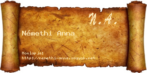 Némethi Anna névjegykártya